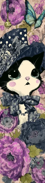 Cat bookmarks featuring a gray navy hat cat